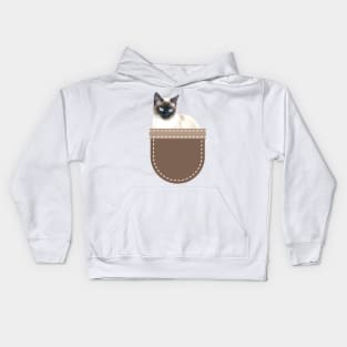 Cat in Pocket (Siamese Cat 2) Kids Hoodie